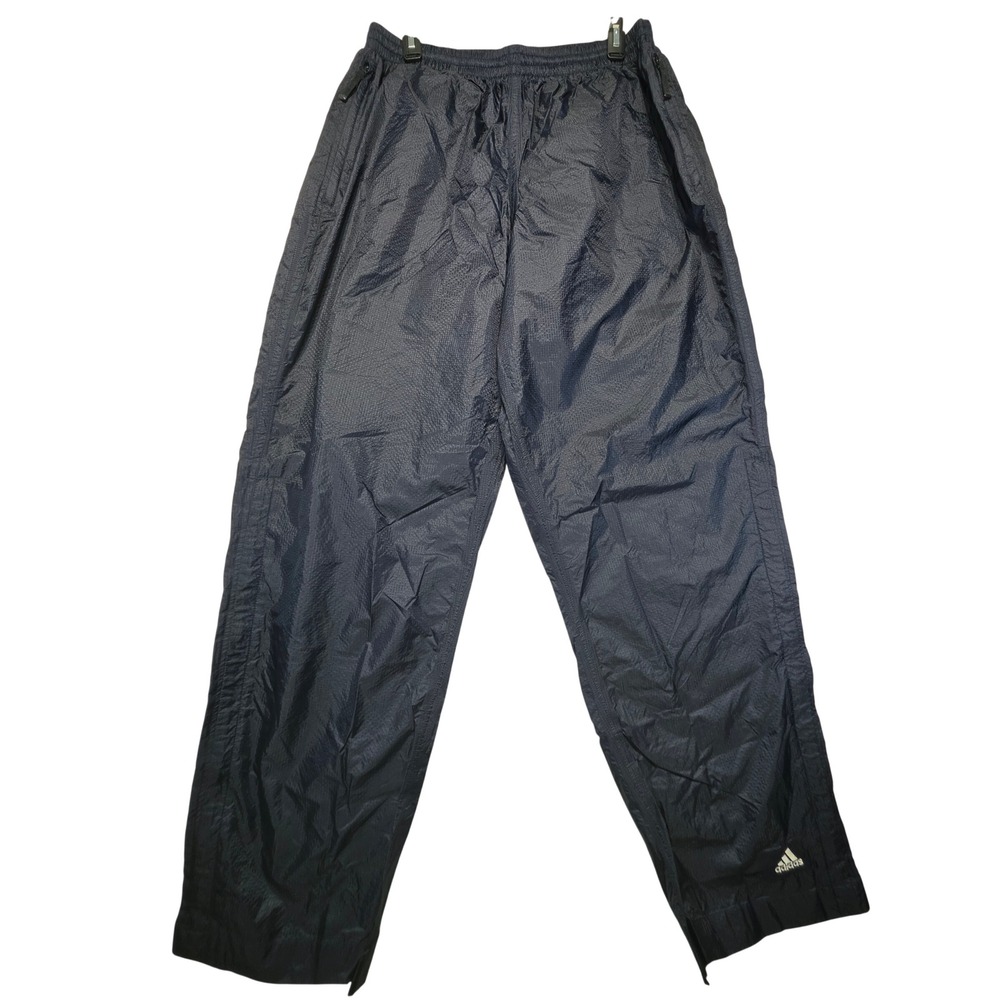 Adidas Vintage Navy Blue Ripstop Nylon Track Pants Mens Large Windbreaker Zips